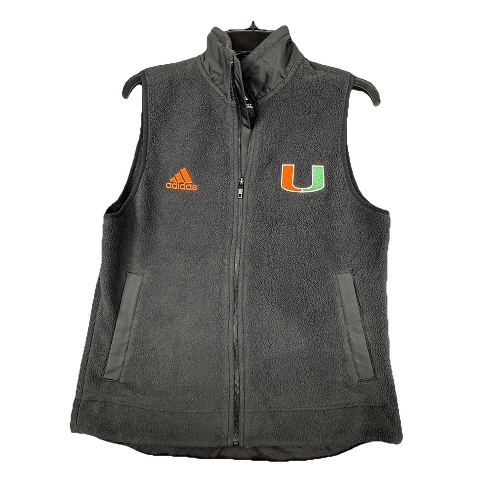 Adidas Univ Of Miami Hurricanes Womens Black Fleece Vest‎ Size Large NCCA